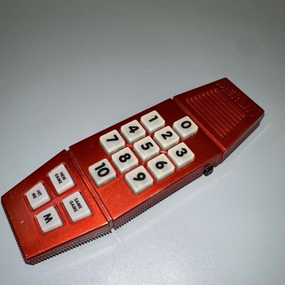 Hasbro Merlin 2004 Red Handheld Electronic Game Tested Works 6 Games Travel